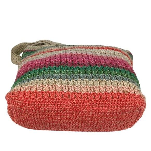 The Sak Multicolored Rainbow Striped Retro Y2K Woven Crochet Beach Tote Bag - Picture 11 of 13
